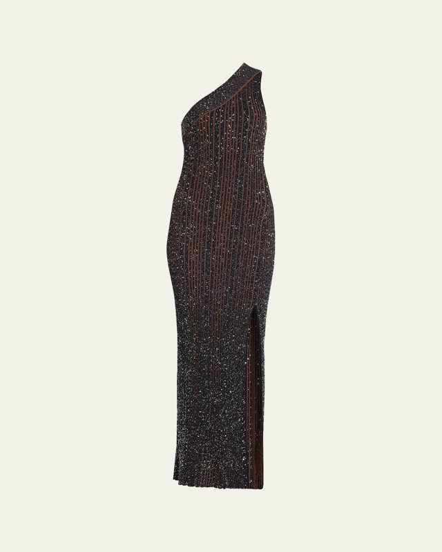 Long One-Shoulder Embellished Dress